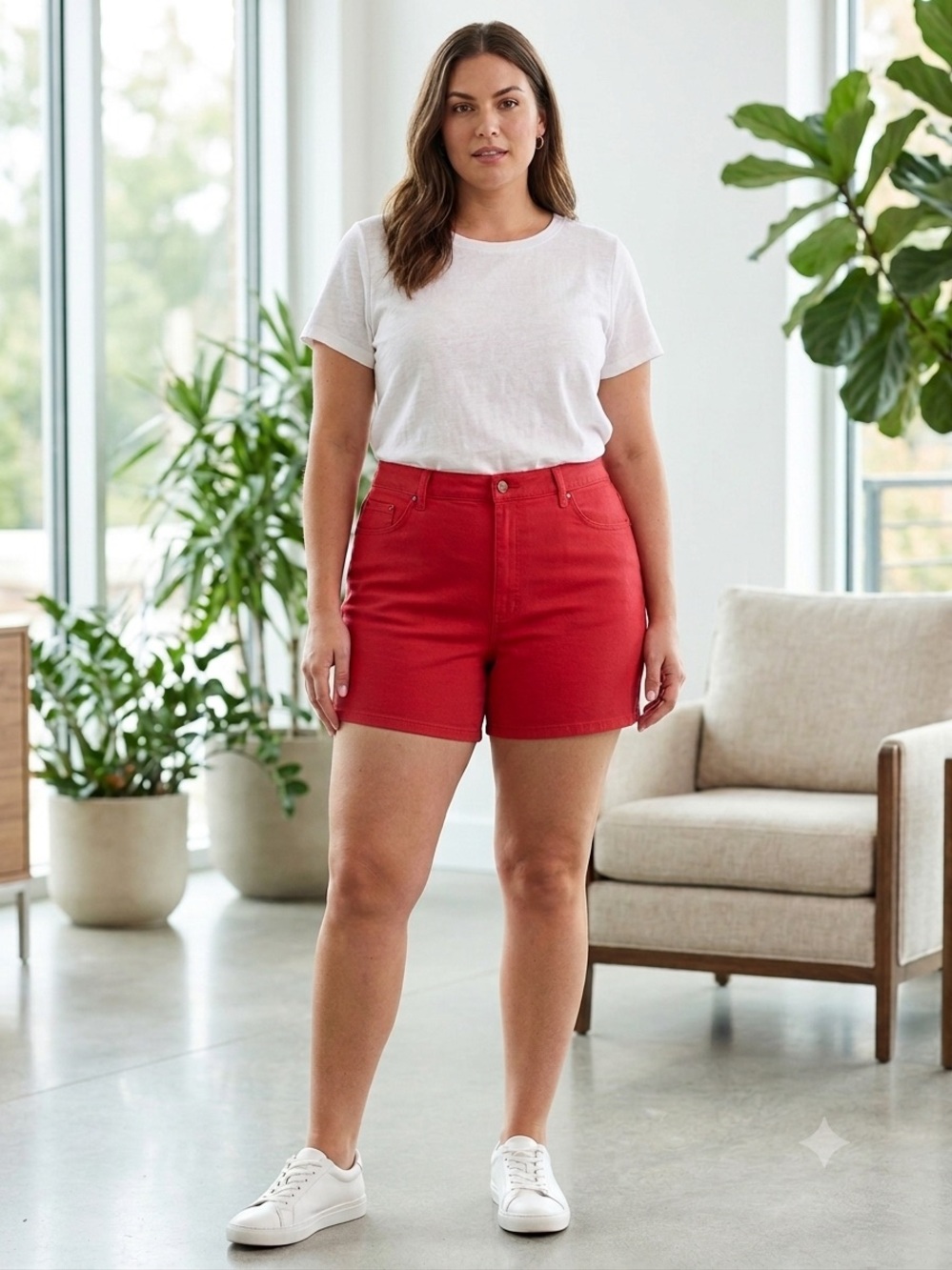 NEWPORT NEWS JEANOLOGY COLLECTION High Rise Red Denim Shorts